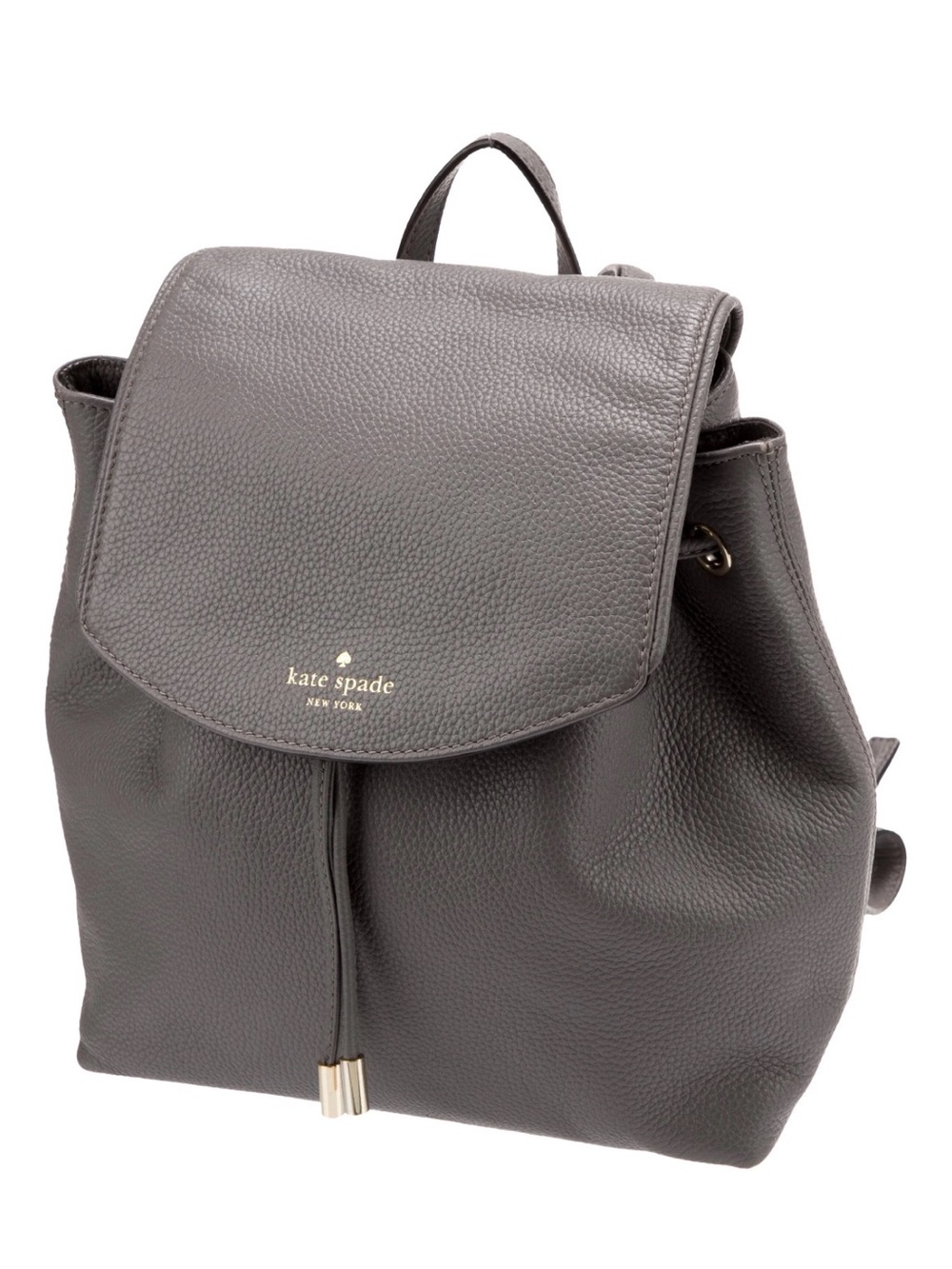 kate spade Pebbled Leather Charcoal Gray Backpack with Gold Accents